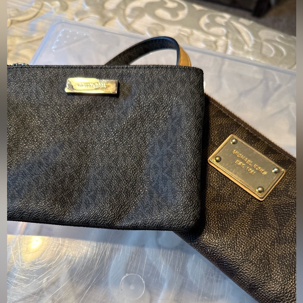 Michael Kors Black and Brown Clutch Set